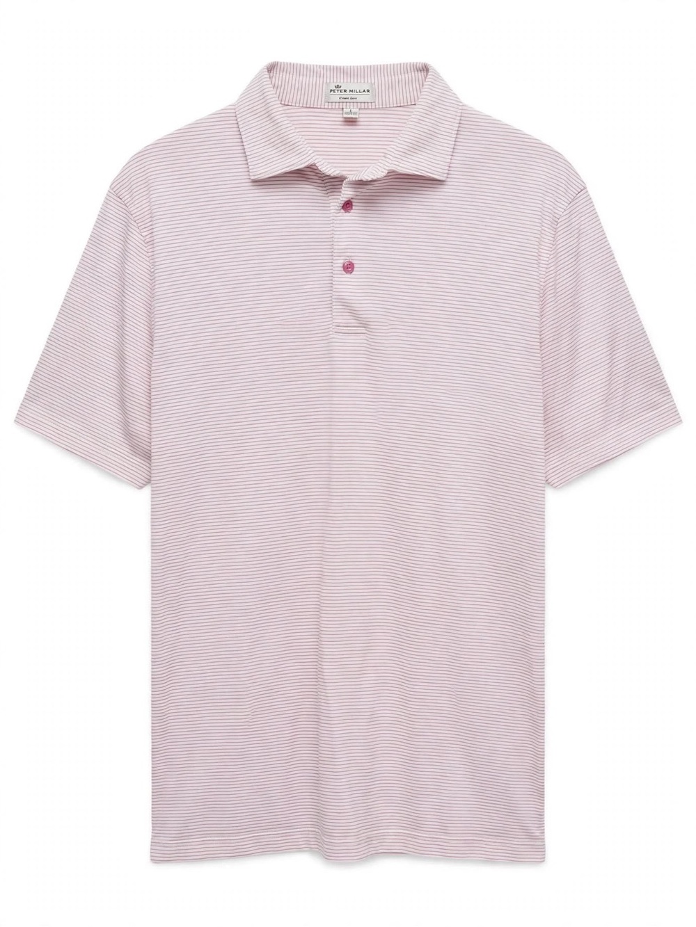 Peter Millar Men's Crown Crafted Tailored Fit Polo Shirt Pink Striped Large